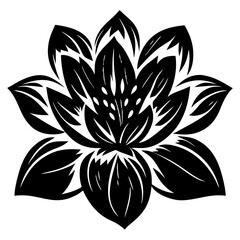 A Striking Black and White Illustration of a Stylized Lotus Flower