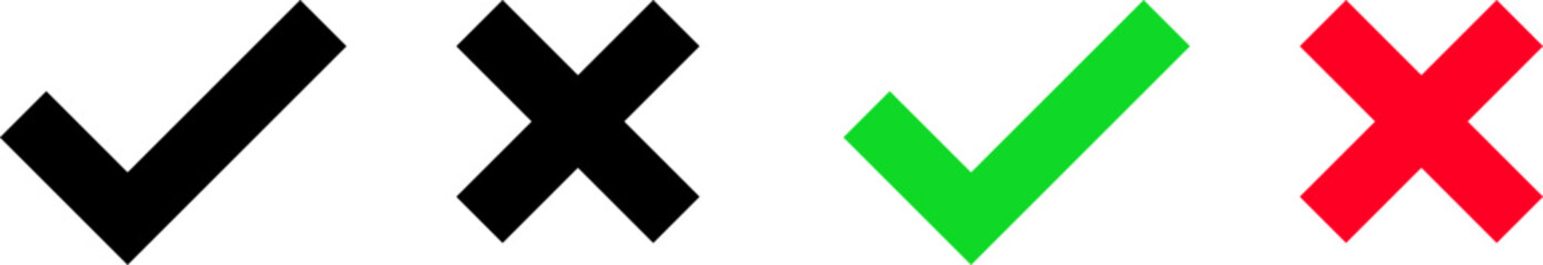 Fototapeta premium Checkmark and cross mark icon set. yes and no buttons. do and don't button 