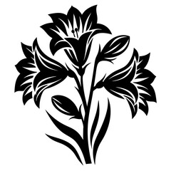 Elegant Black and White Lily Flower Bouquet Illustration Artistic Floral Design