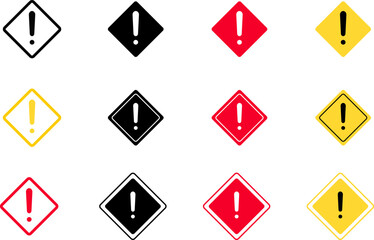 Warning icon set. Attention caution sign. Alert icon vector image. danger or warning signs
