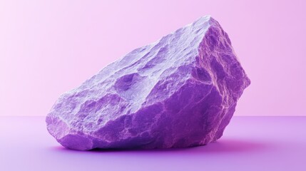 Fototapeta premium Vibrant purple rock on soft pink background