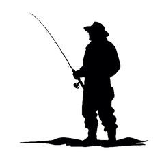 silhouette of a  fisherman   