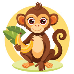 Obraz premium monkey with a bananna vector 