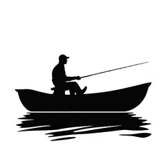 vector silhouette of a fisherman