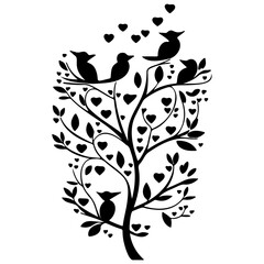 Enchanting Avian Silhouette Tree of Affection Art