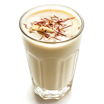 A Glass of Creamy Badam Doodh Almond Milk with Saffron