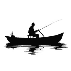 fishing man vector silhouette