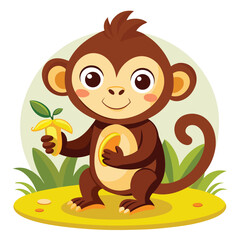 monkey with a bananna vector 