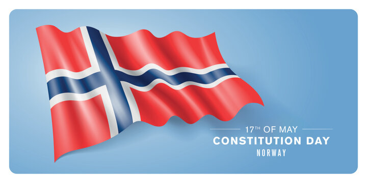 Norway constitution day vector banner, greeting card.