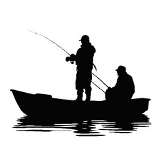  fishing on the fisher man silhouette vector isolated on white background
