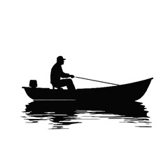  fishing on the fisher man silhouette vector isolated on white background