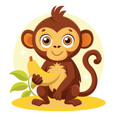 monkey with a bananna vector 