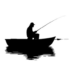 silhouette of a man fishing