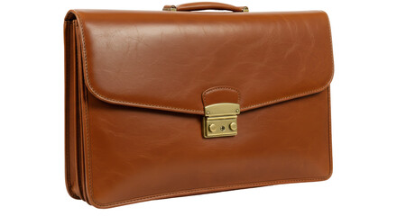 Isolated Brown Leather Briefcase