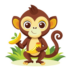Fototapeta premium monkey with a bananna vector 