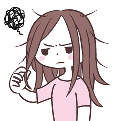 髪がぼさぼさ女子イラスト