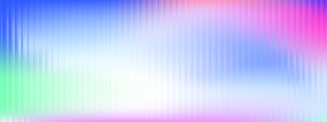 Gradient ribbed glass texture with vertical lines and pastel y2k tones. Abstract holographic background with blur, prism light effect, soft neon shimmer and modern retro aesthetic. Vector design. © YEVHENIIA