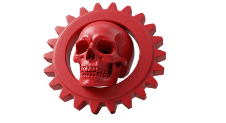 Isolated Red Skull Gear