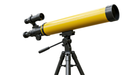 Isolated Yellow Telescope on Tripod