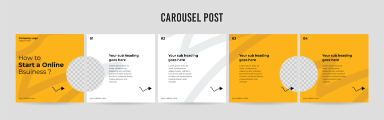 Editable Instagram Carousel Post Layout Set, Social Media Marketing microblog template design, tips & tricks linkedin post template, eps 10.