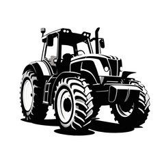 Obraz premium Modern tractor with bold design working in a rural landscape during daytime in summer season