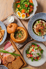 A vibrant array of salads, soups, and artisan breads promises joyful dining