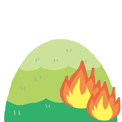 山火事初期のまるい山のイラスト © おひさまストック
