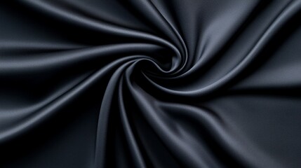 Obraz premium Elegant black satin fabric texture in swirling pattern