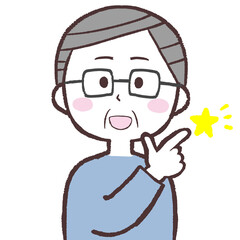	ひらめいた眼鏡シニア男性イラスト