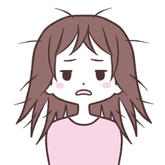 髪がぼさぼさの女性イラスト