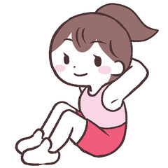 腹筋で体を起こす女性イラスト