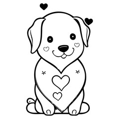 Puppy Love: Outline Illustration of Cute Canine