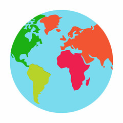 Earth globe colorful vector icon on white background.