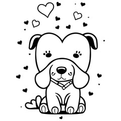 Adorable Puppy with Heart Accents Illustration