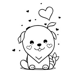 Charming Puppy Surrounded by a Flutter of Hearts