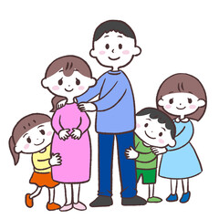 笑顔の5人家族イラスト