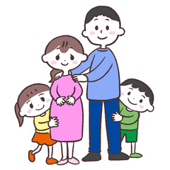 笑顔の4人家族イラスト