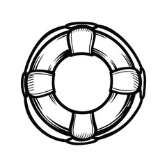 Nautical lifebuoy equipment icon silhouette vector with white background