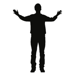 man silhouette hands raised, win man silhouette, Champion, Vector  