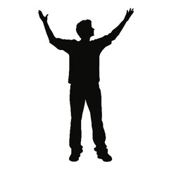 man silhouette hands raised, win man silhouette, Champion, Vector  