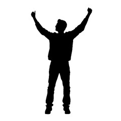 man silhouette hands raised, win man silhouette, Champion, Vector  