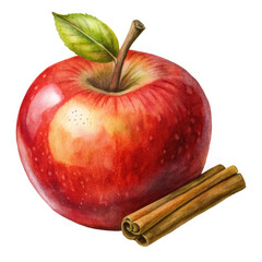 apple with cinnamon on white background