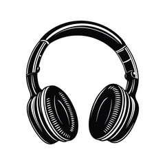 Open back headphone pair icon silhouette vector with white background