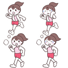 走る歩く女性イラストセット