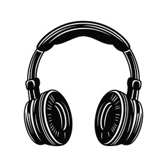 Open back headphone silhouette icon vector with white background