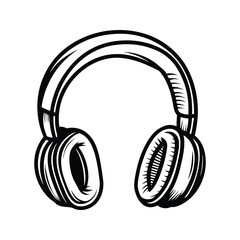 Over ear headphone equipment icon silhouette vector with white background