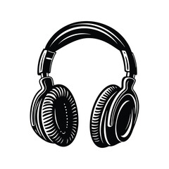 Over ear headphone silhouette vector icon with white background