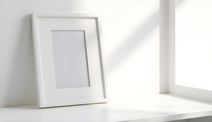 Minimalist White Photo Frame on Bright Surface