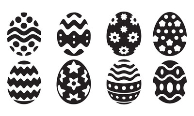  Easter egg set silhouette vector illustration. Easter eggs collection. Vector icons. set of easter eggs vector
