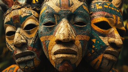 Intricate Tribal Masks Displaying Rich Cultural Heritage and Artistry